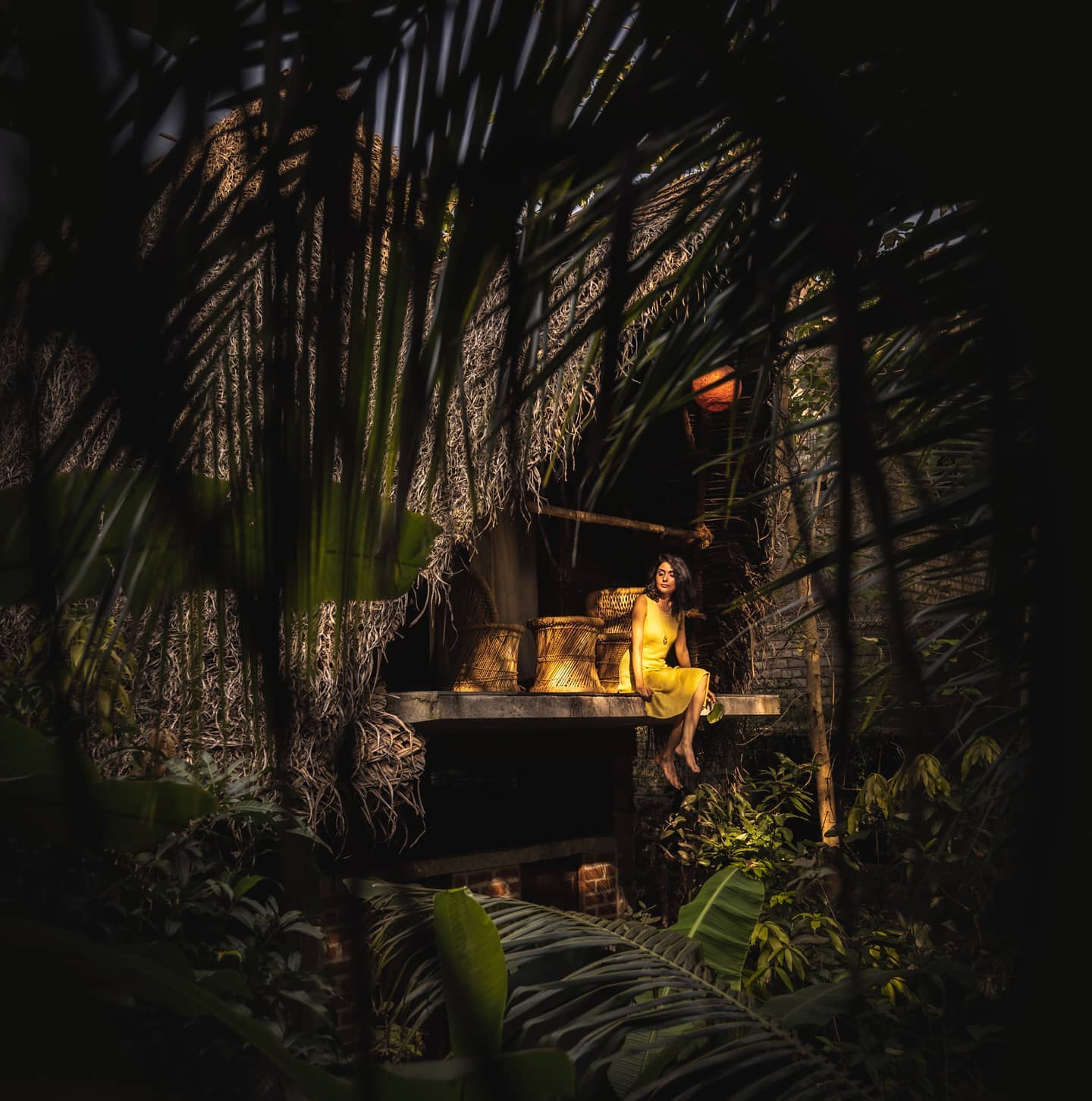 Woman in yellow dress experiencing the serene atmosphere of Keeth House