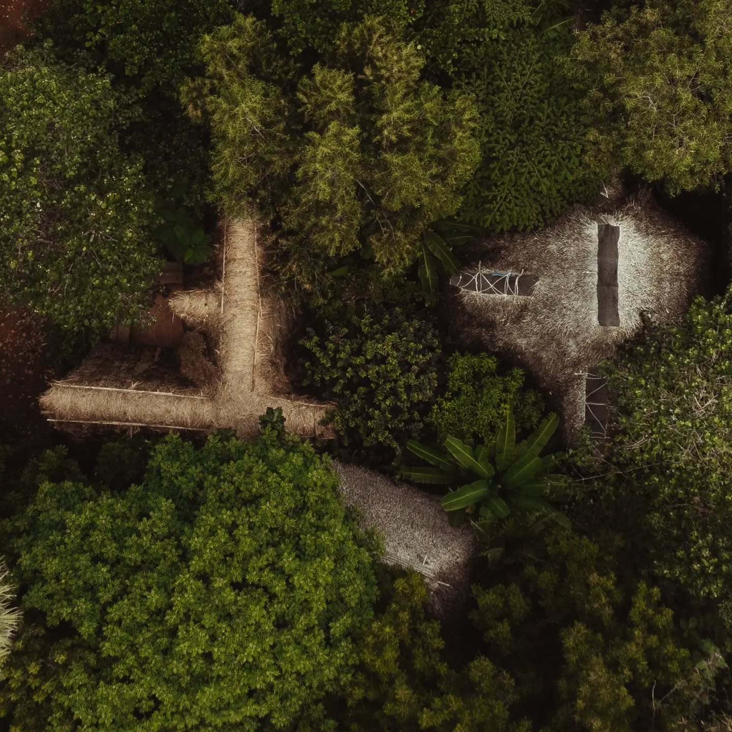 Aerial view of Keeth House property nestled in lush greenery